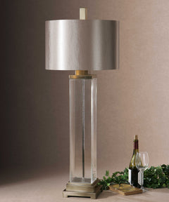 Drustan Bronze/Silver Clear Glass Table Lamp - Ornate Home