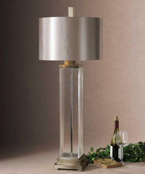 Drustan Bronze/Silver Clear Glass Table Lamp - Ornate Home