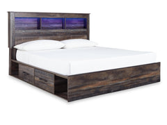 Drystan Brown/Multi King Bookcase Storage Bed, Dresser, Mirror, Chest and Nightstand - Ornate Home
