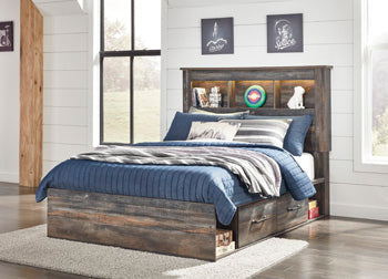 Drystan Multi Full Bookcase Bed with Side 2 Storage Drawers (Online Special Price) - Ornate Home