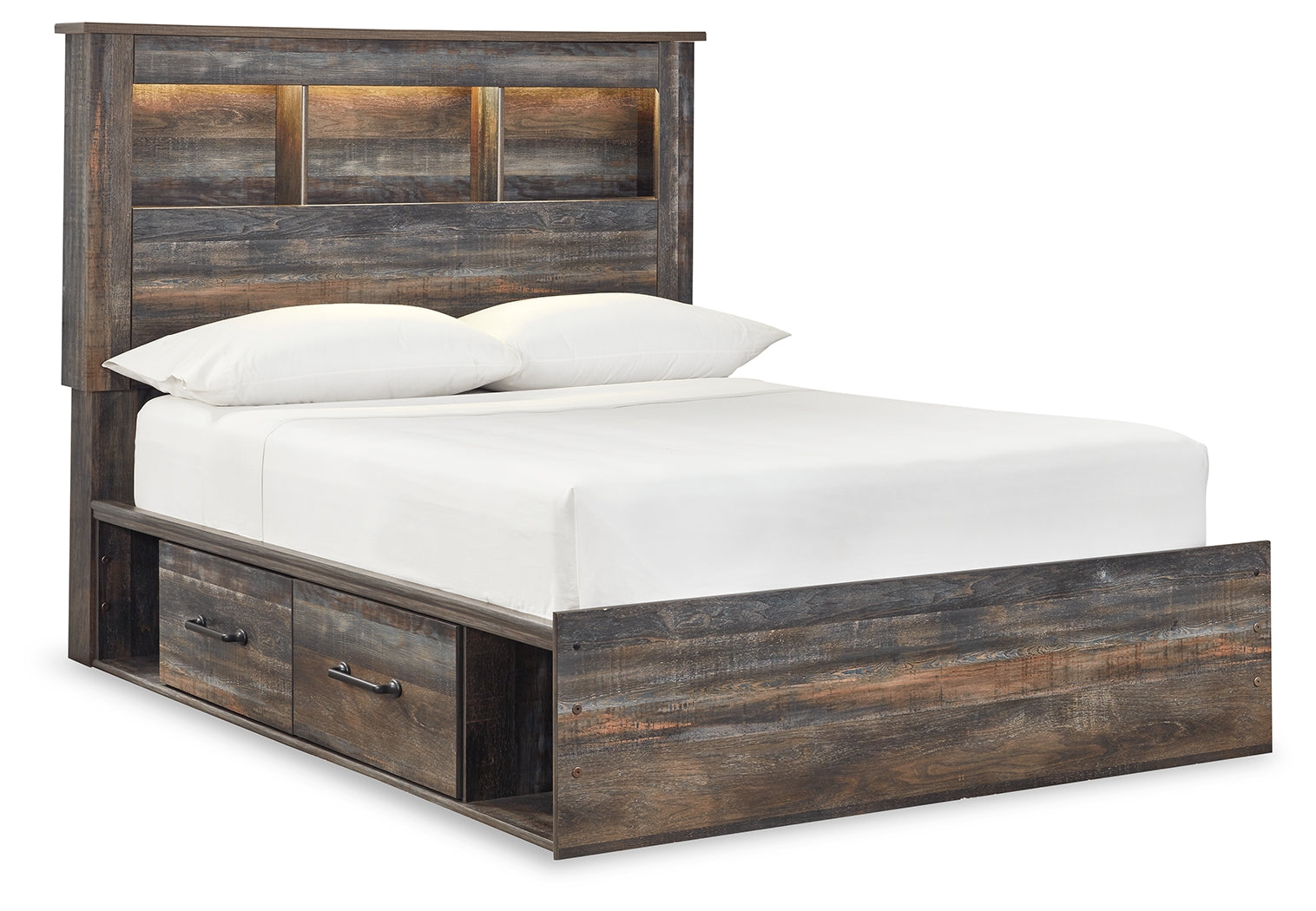 Drystan Multi Full Bookcase Bedroom Set with 2 Sided Storage and Nightstand (Online Special Price) - Ornate Home