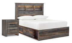 Drystan Multi Full Bookcase Bedroom Set with 2 Sided Storage and Nightstand - Ornate Home