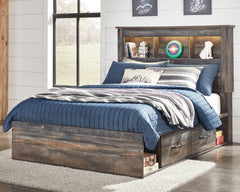 Drystan Multi Full Bookcase Bedroom Set with 2 Sided Storage and Nightstand - Ornate Home