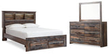Drystan Multi Full Bookcase Storage Bedroom Set with Dresser and Mirror - Ornate Home