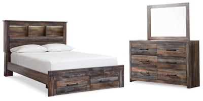 Drystan Multi Full Bookcase Storage Bedroom Set with Dresser and Mirror - Ornate Home