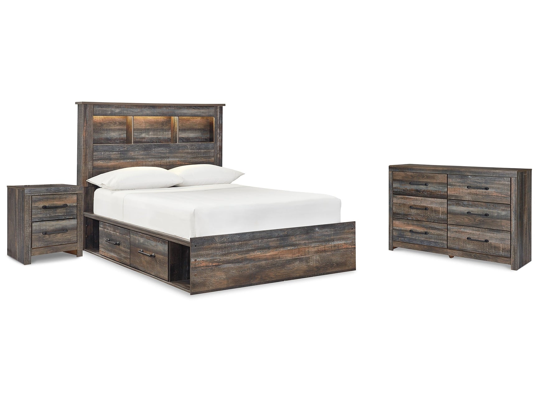 Drystan Multi Full Bookcase Storage Bedroom Set with Dresser and Nightstand (Online Special Price) - Ornate Home