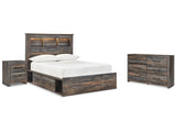 Drystan Multi Full Bookcase Storage Bedroom Set with Dresser and Nightstand - Ornate Home