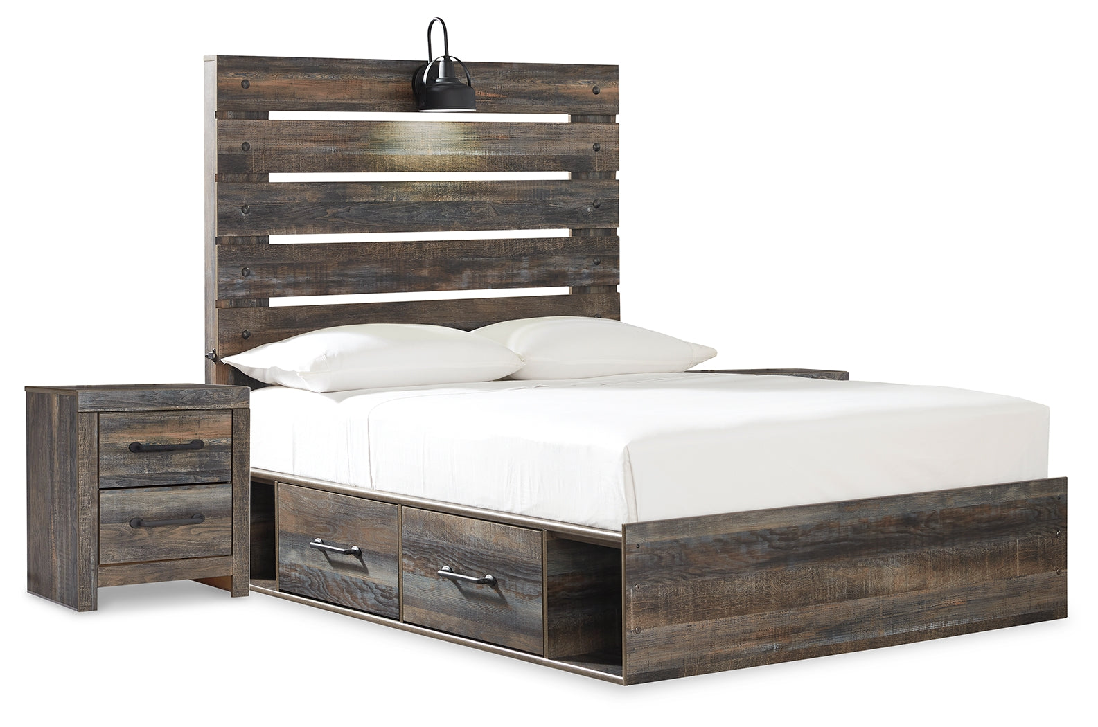 Drystan Multi Full Panel Bedroom Set with 2 Nightstands - Ornate Home