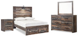 Drystan Multi Full Panel Storage Bedroom Set with Dresser, Mirror and Nightstand - Ornate Home