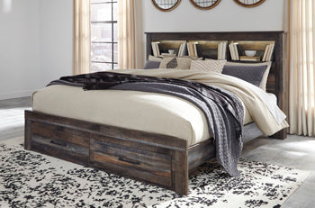 Drystan Multi King Bookcase Bed with Footboard 2 Storage Drawers (Online Special Price) - Ornate Home
