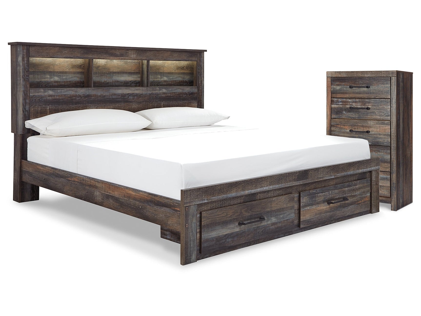 Drystan Multi King Bookcase Storage Bedroom Set with Chest - Ornate Home