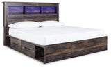 Drystan Multi King Bookcase Storage Bedroom Set with Dresser, Mirror, Chest and 2 Nightstands (Online Special Price) - Ornate Home