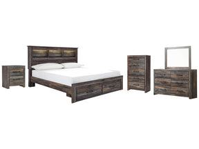 Drystan Multi King Bookcase Storage Bedroom Set with Dresser, Mirror, Chest and Nightstand (Online Special Price) - Ornate Home
