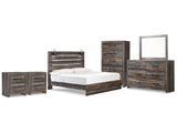 Drystan Multi King Panel Bedroom Set with Dresser, Mirror and 2 Nightstands - Ornate Home