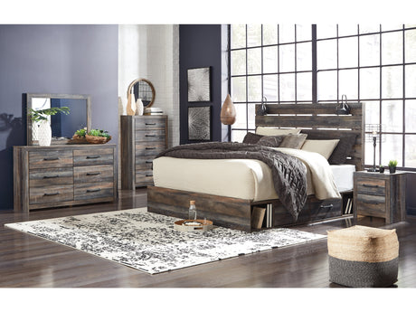 Drystan Multi King Panel Bedroom Set with Dresser, Mirror and 2 Nightstands - Ornate Home