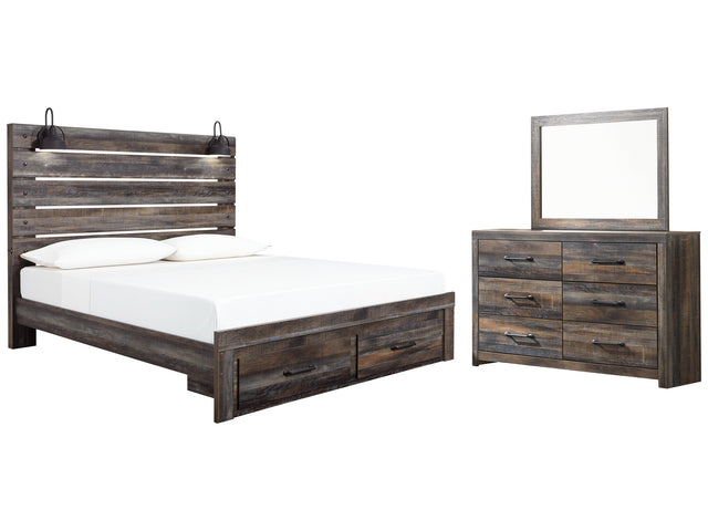 Drystan Multi King Panel Storage Bedroom Set with Dresser and Mirror - Ornate Home