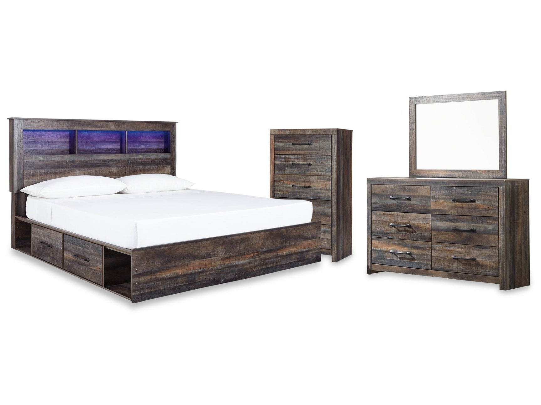 Drystan Multi King Storage Bed, Dresser, Mirror and Chest (Online Special Price) - Ornate Home