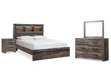 Drystan Multi Queen Bookcase Bedroom Set with Dresser, Mirror and Nightstand - Ornate Home
