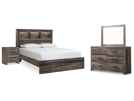 Drystan Multi Queen Bookcase Bedroom Set with Dresser, Mirror and Nightstand - Ornate Home