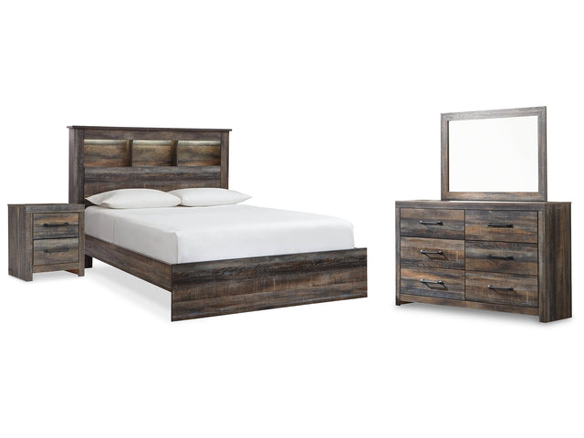 Drystan Multi Queen Bookcase Bedroom Set with Dresser, Mirror and Nightstand - Ornate Home