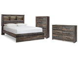 Drystan Multi Queen Bookcase Bedroom Set with Dresser and Chest - Ornate Home