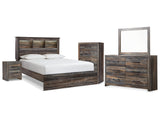 Drystan Multi Queen Bookcase Panel Bedroom Set with Dresser, Mirror Chest and Nightstand - Ornate Home
