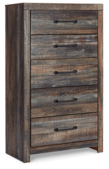 Drystan Multi Queen Bookcase Panel Bedroom Set with Dresser, Mirror Chest and Nightstand - Ornate Home