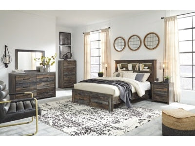 Drystan Multi Queen Bookcase Storage Bedroom Set with Dresser, Mirror, Chest and 2 Nightstands - Ornate Home