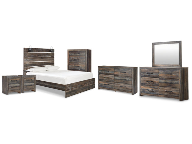 Drystan Multi Queen Panel Bedroom Set with 2 Dressers, Mirror, Chest and 2 Nightstands - Ornate Home
