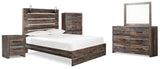 Drystan Multi Queen Panel Bedroom Set with Dresser, Mirror, Chest and Nightstand - Ornate Home