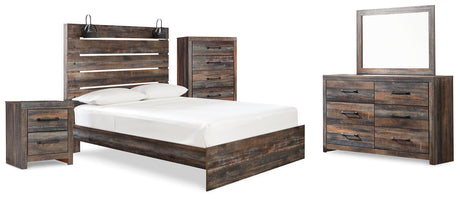 Drystan Multi Queen Panel Bedroom Set with Dresser, Mirror, Chest and Nightstand - Ornate Home