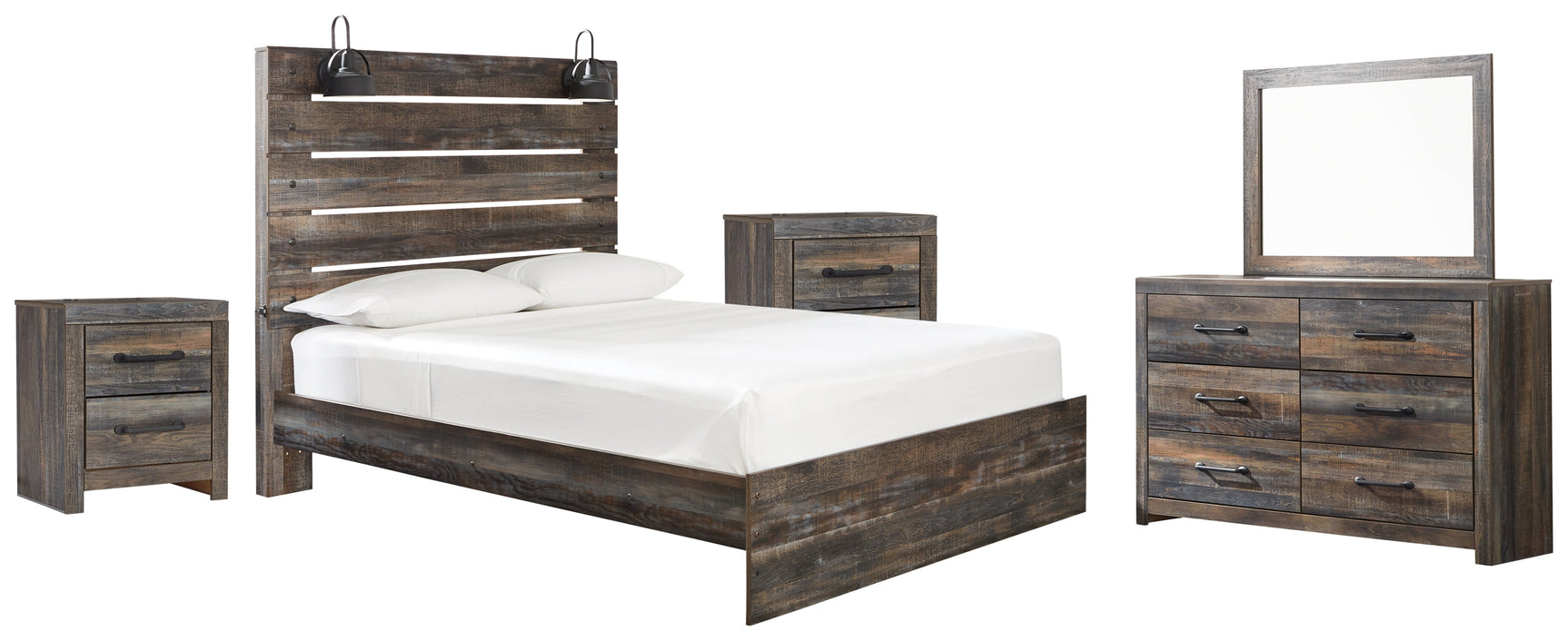 Drystan Multi Queen Panel Bedroom Set with Dresser, Mirror and 2 Nightstands (Online Special Price) - Ornate Home