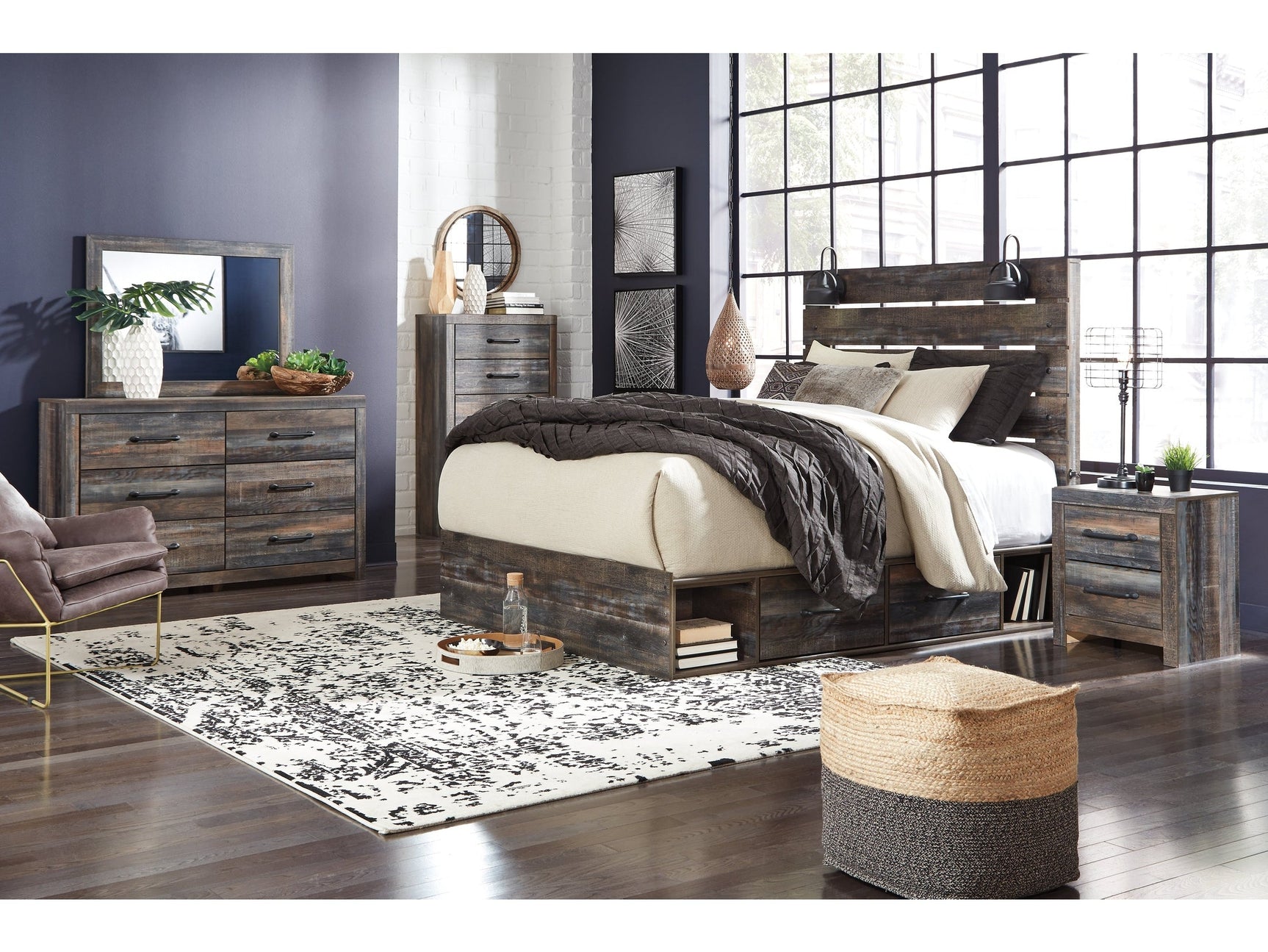 Drystan Multi Queen Panel Bedroom Set with Mirrored Dresser and Nightstand (Online Special Price) - Ornate Home