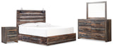 Drystan Multi Queen Panel Bedroom Set with Storage, Dresser and Mirror (Online Special Price) - Ornate Home