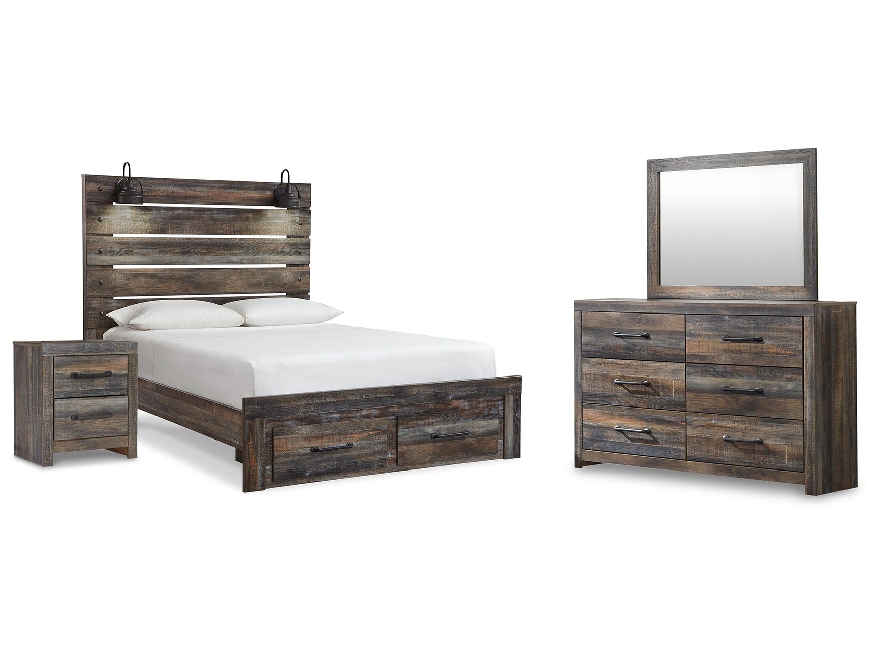 Drystan Multi Queen Panel Storage Bedroom Set with Dresser, Mirror and Nightstand (Online Special Price) - Ornate Home