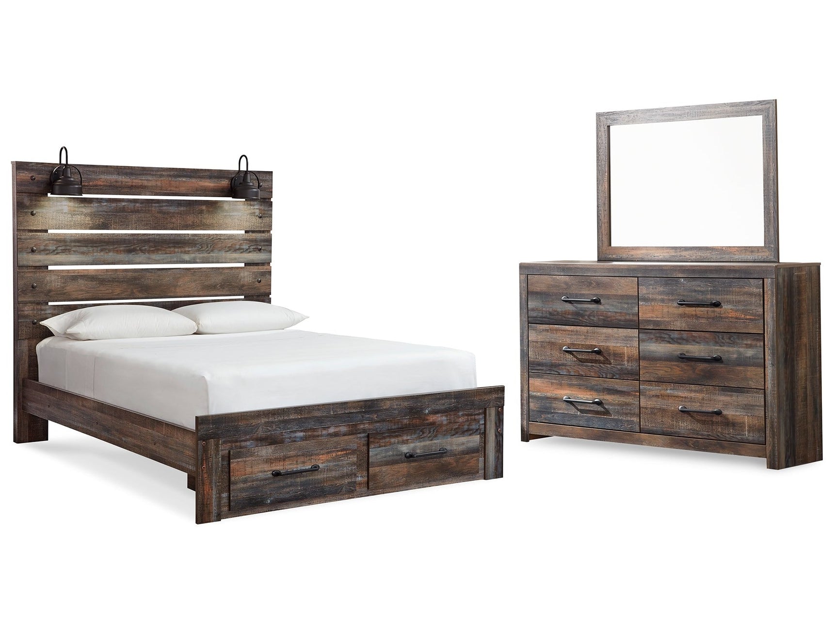Drystan Multi Queen Panel Storage Bedroom Set with Dresser and Mirror (Online Special Price) - Ornate Home