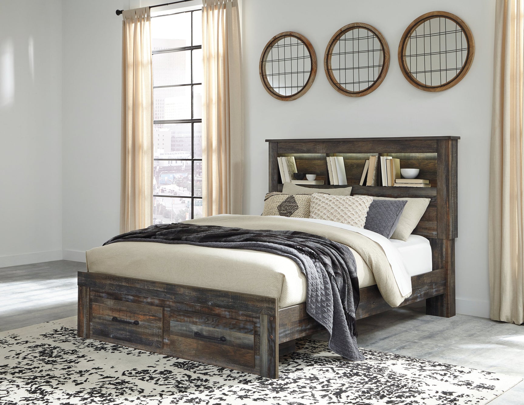 Drystan Multi Queen Panel Storage Bedroom Set with Dresser and Mirror - Ornate Home