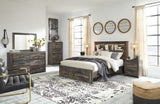 Drystan Multi Tone Queen Panel Bed w/ FB Storage & Bookcase HB (Online Special Price) - Ornate Home