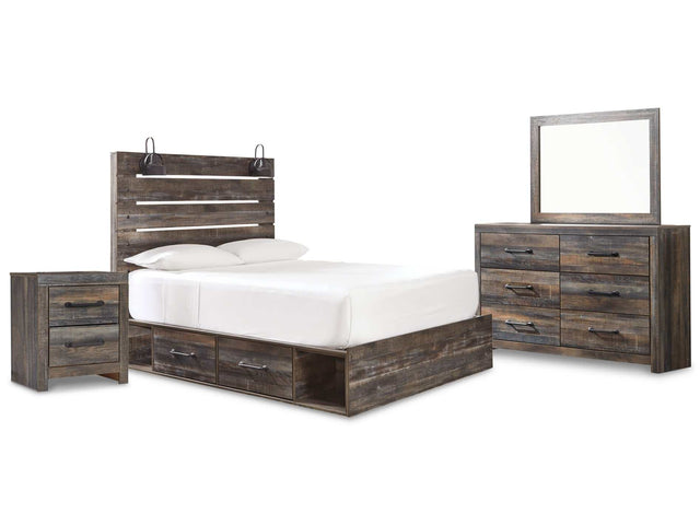 Drystan Multi Tone Queen Panel Bedroom Set / 4pc with 2 Storage Drawers (Online Special Price) - Ornate Home