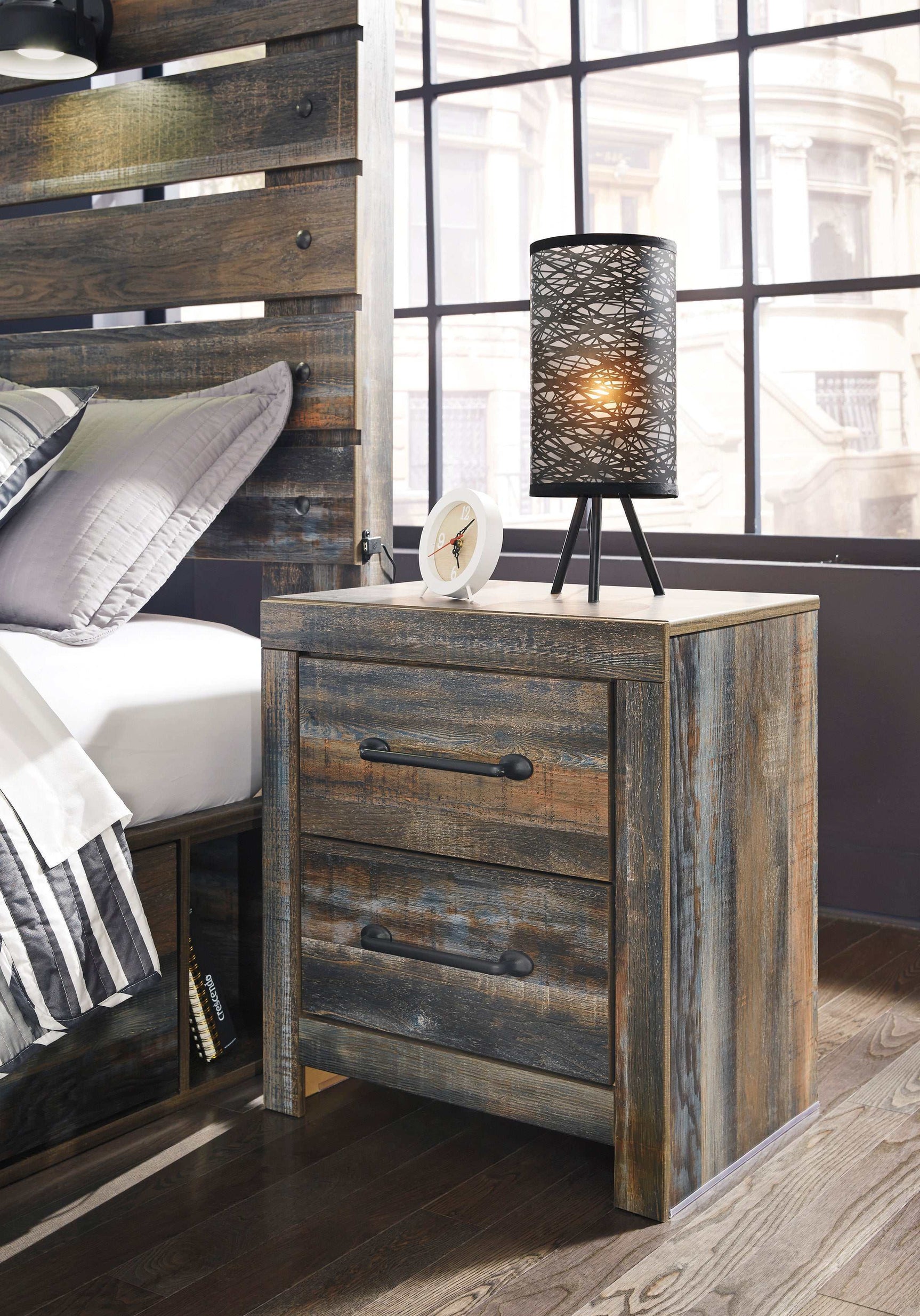 Drystan Multi Tone Queen Panel Bedroom Set / 4pc with 2 Storage Drawers (Online Special Price) - Ornate Home