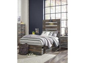 Drystan Multi Tone Twin Panel Bed w/ 2 Storage Drawers (Online Special Price) - Ornate Home