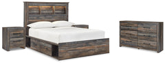 Drystan Multi Twin Bookcase Bedroom Set with 2 sided Storage, Dresser and Nightstand - Ornate Home