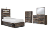 Drystan Multi Twin Panel Bed w/Storage & Dresser & Mirror & Chest (Online Special Price) - Ornate Home
