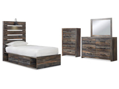 Drystan Multi Twin Panel Bed w/Storage & Dresser & Mirror & Chest - Ornate Home