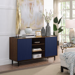 Duane 4 Piece Living Room Set in Dark Brown and Navy Blue - Ornate Home