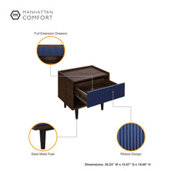 Duane 4 Piece Living Room Set in Dark Brown and Navy Blue - Ornate Home