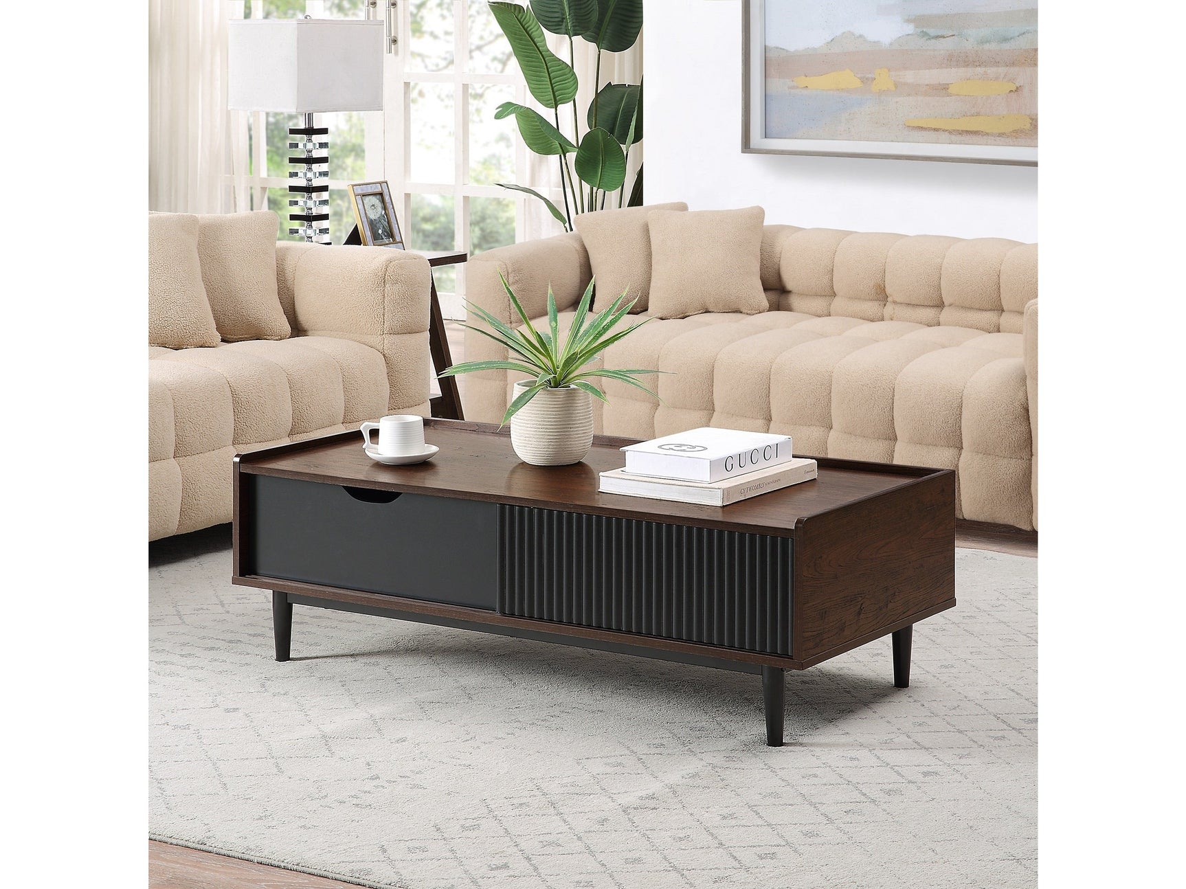 Duane Coffee Table in Dark Brown and Black - Ornate Home