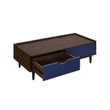 Duane Coffee Table in Dark Brown and Navy Blue - Ornate Home