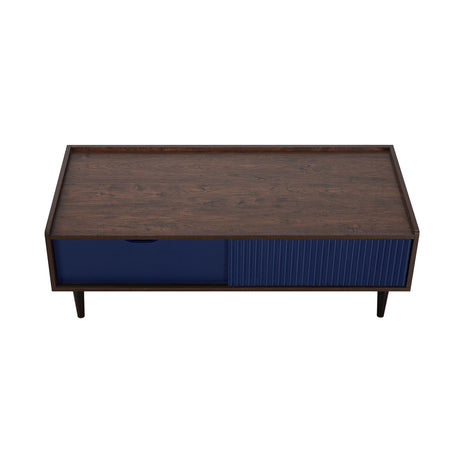Duane Coffee Table in Dark Brown and Navy Blue - Ornate Home