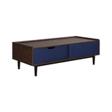 Duane Coffee Table in Dark Brown and Navy Blue - Ornate Home